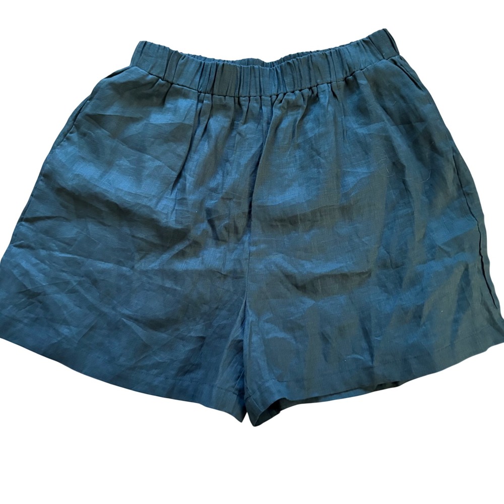 MIKOH Tellaro Shorts Size 3 L/XL Dark Green Linen Resortwear